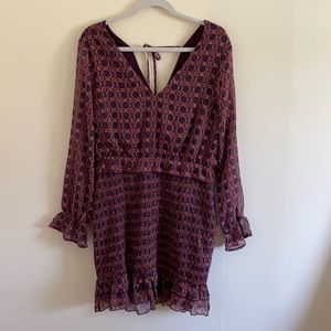 LULUS Red Print Ruffle Tier Dress     Size: L